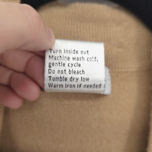 Vintage CXT 70s BohoTan Beaded Neckline OpenFront Duster Sleeveless Split Hem XL - Picture 7 of 11